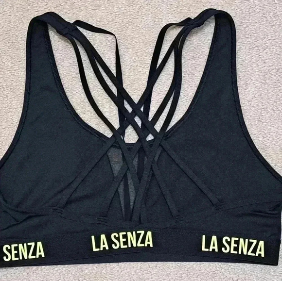 La Senza Black Sports Bra Mesh Criss Cross  Straps Size Small/Medium - Picture 10 of 13